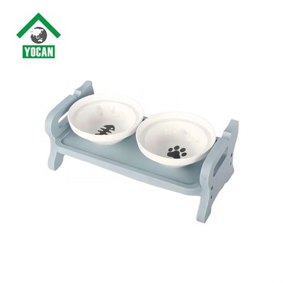 Double Use Wood Dog Feeder Double Use Wood Dog Feeder
