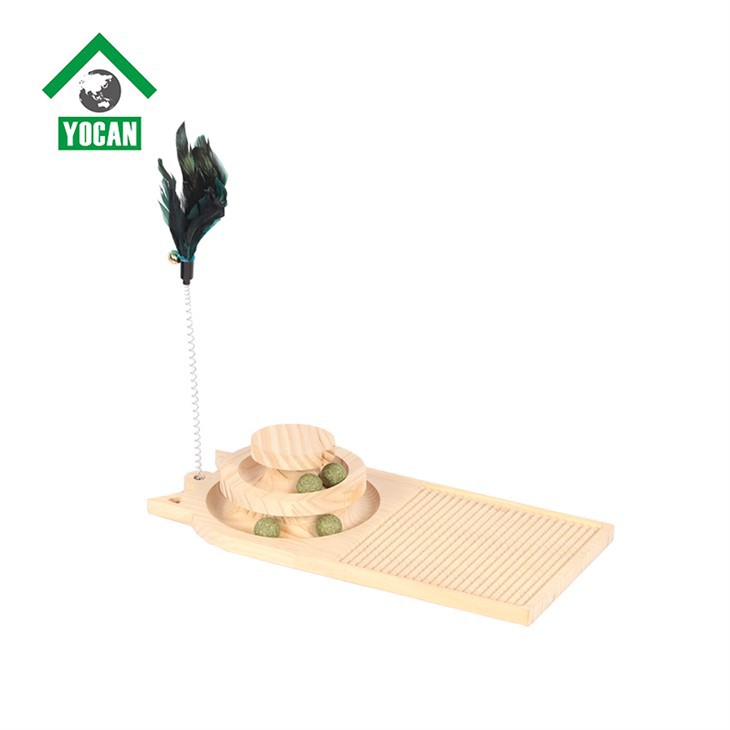 Interactive Wooden Cat Toy