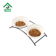 Metal Dog Ceramic Bowl Feeder