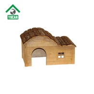 Wooden Guinea Pig House With Bark Roof